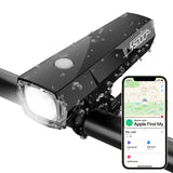 Bike Light Works with Apple Find My, Bicycle Headlight with Built-in Rechargeable Airtag Alternative and Power Bank Function